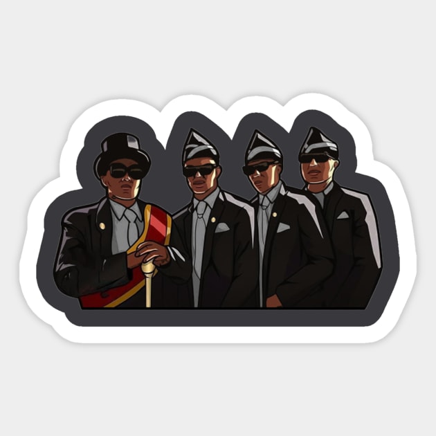 coffin dance dancing pallbearers meme T-Shirt Sticker by Just Be Awesome   